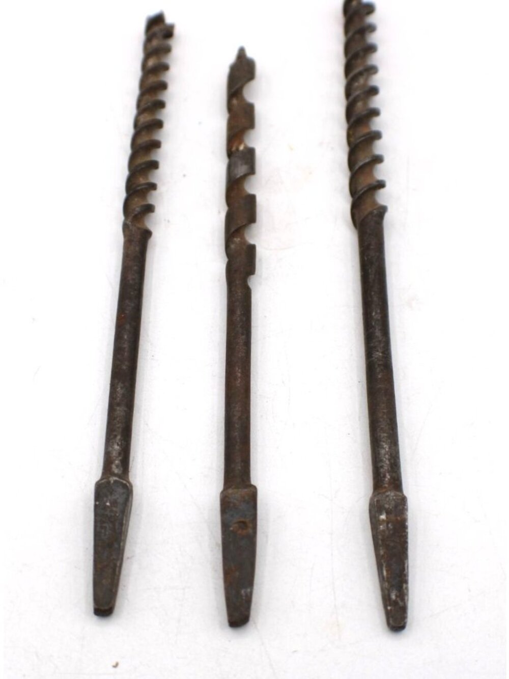 Vintage Hand Brace Steel Auger Drill Bits Set 3 Wood Carpentry Tools Tapered